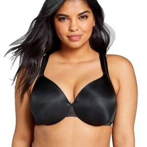 Cacique Lane Bryant Womens Bra Smooth Satin Full Coverage U/W Size 40J Black